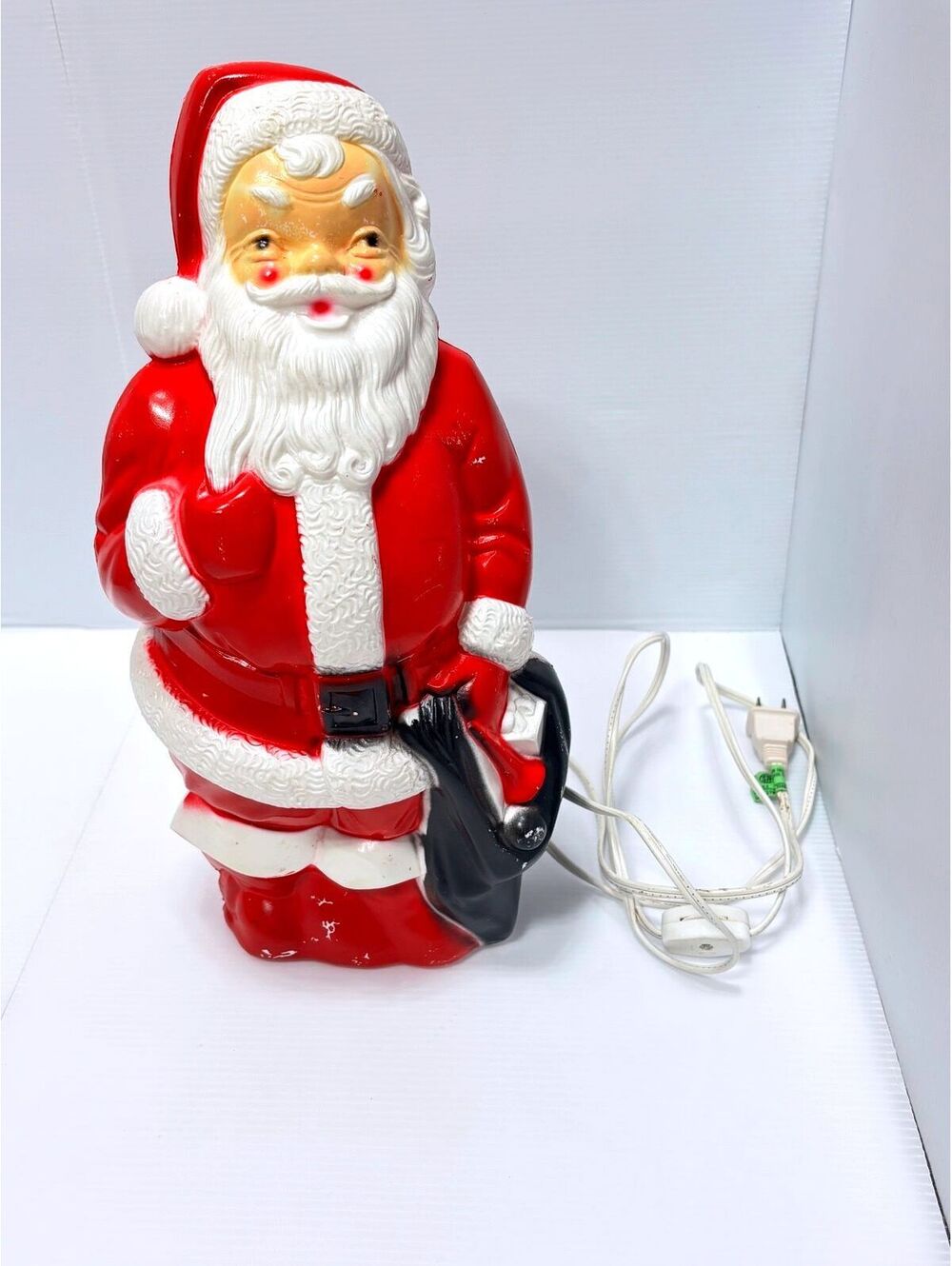 1968 Empire Plastic Corp. Santa Claus Lighted Blow Mold Christmas Decor 13" VTG